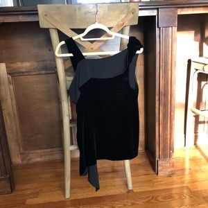 Anna Cate Black velvet ruffle top